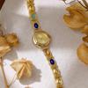 Woman Vintage Watch Colorful Jewelry Jade Dial Quartz Wristwatch Clock