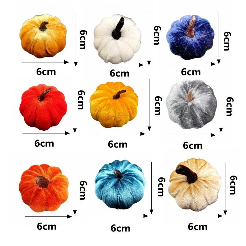 

9pcs/set Faux Velvet Pumpkin Decorations Colorful Fabric-Wrapped Soft Durable Indoor Outdoor Ornaments Festive Decorations