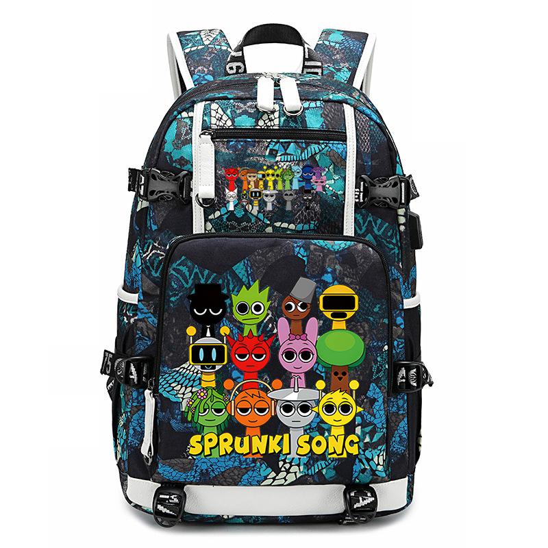 Sprunki Music Box Game School Bag Cute Cartoon Printing Trend College Style Large Capacity Backpack