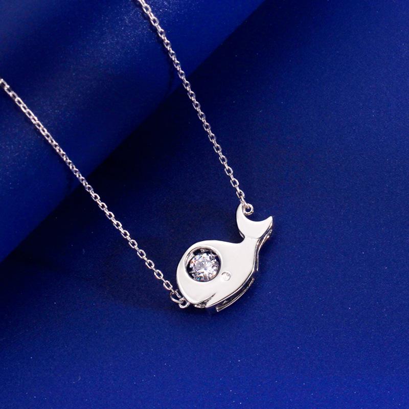 S925 Sterling Silver Whale Necklace, Women's Fashion, Simple, Lively Clavicle Chain, Versatile INS Style.