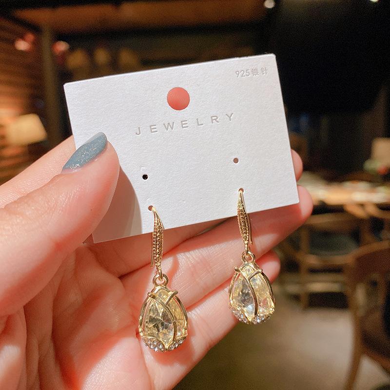 

White Color Flower Dangle Earrings for Women Heart Flower Round Leaf Triangle Zircon Bowknot Round Earring Zircon Brincos