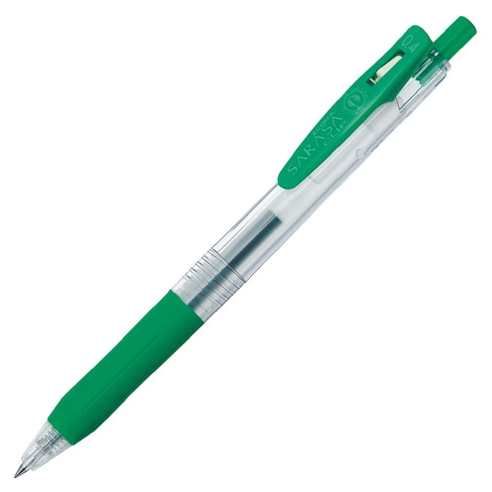 Zebra Sarasa Clip Gel Ballpoint 10 Pen, 0.4mm, Green, Pens, B-JJS15-G