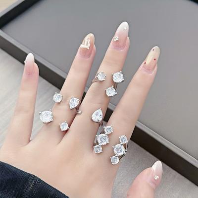 Fingerspitzen Sternenlicht~ Explosiver Doppelkopfsirkonring Damen Nischen Design Leichter Luxus Gelenkring Fortgeschrittener Sinn Stapelring