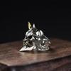 Retro Prajna Mask Ring for Men Punk Gothic Rock Hiphop Adjustable Open Ring Handmade Designer Jewelry Biker Accessories Man Gift