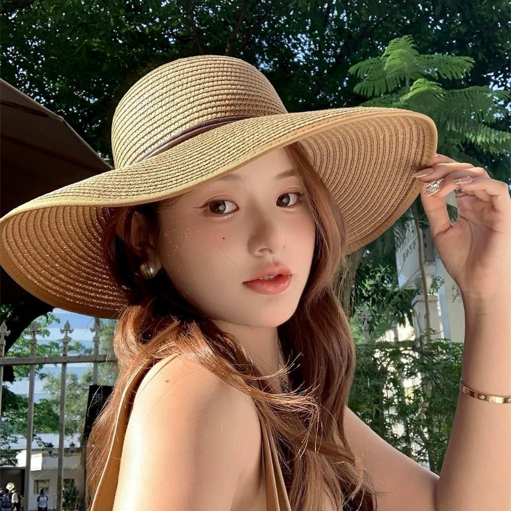 Straw Sun Hat With Large Brim And Foldable Design For Beach And Holiday Use