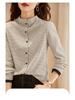 Women's 2023 Winter Color-Block Striped Semi-High Neck Long Sleeve Base Layer Top