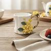 Ceramic Mug with Branch Handle Sculptural Floral Decoration Comfortable