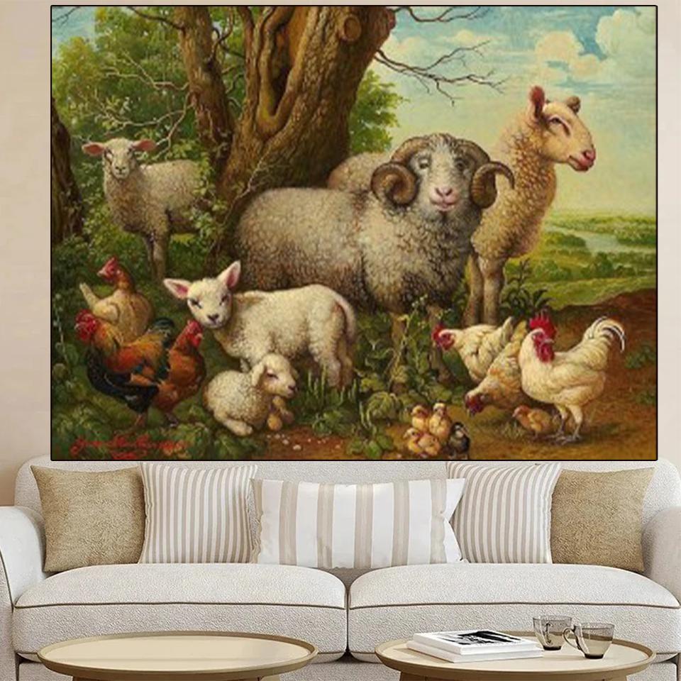 5D Diamond Painting Cat Dog Sheep Horse Diamond Mosaic Animal Full Square/Round Diamond Embroidery Picture DIY Wall Decoration