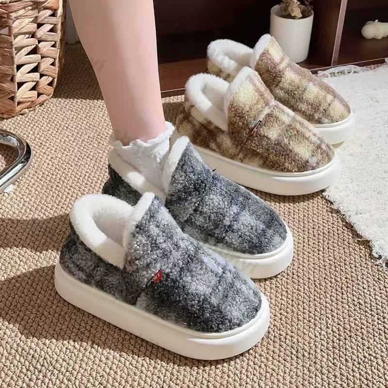 Fashion Couple Cotton Shoes Autumn Winter New Thicken Warm Comfortable Women's Home Slippers Fashion Outdoor Non Slip Men's Casual Shoes