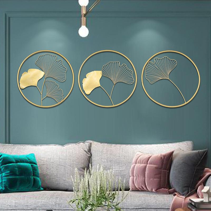 Nordic Style Hanging Pendant Ginkgo Leaf Shape Metal Wall Art for Living Room Decoration