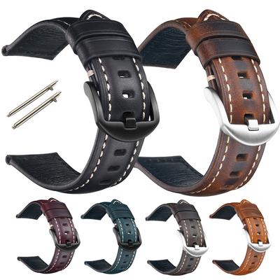 Cowhide Watch Band 18mm 20mm 22mm 24mm 26mm Retro Genuine Leather Watch Strap Quick Release Wrist Bracelet Belt