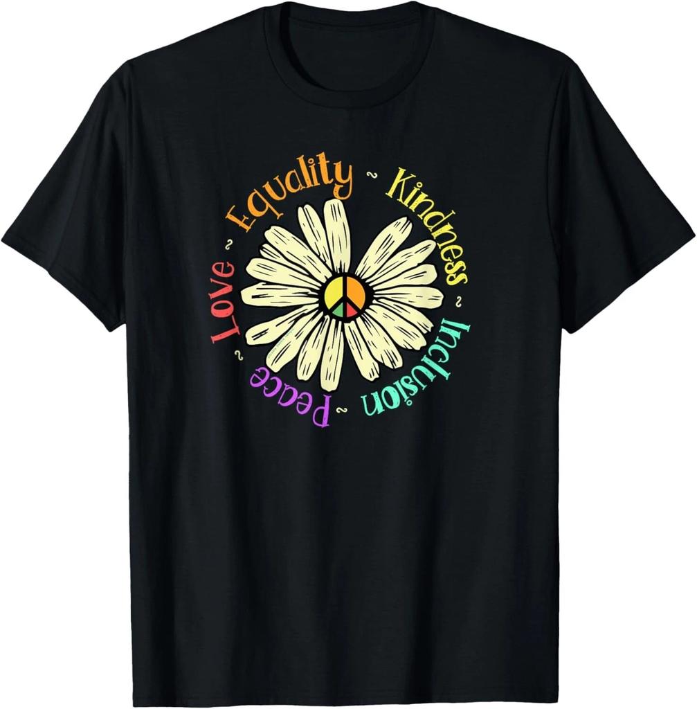 Love Peace Kindness Equality Inclusion Peace Sign Daisy Tee Gift Unisex T-Shirt