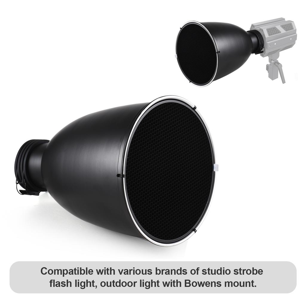 11.6 Inch Beauty Dish with Profoto Mount Tele Zoom Reflector Diffuser Lamp Shade Dish with 60 degrees Honeycomb Grid &