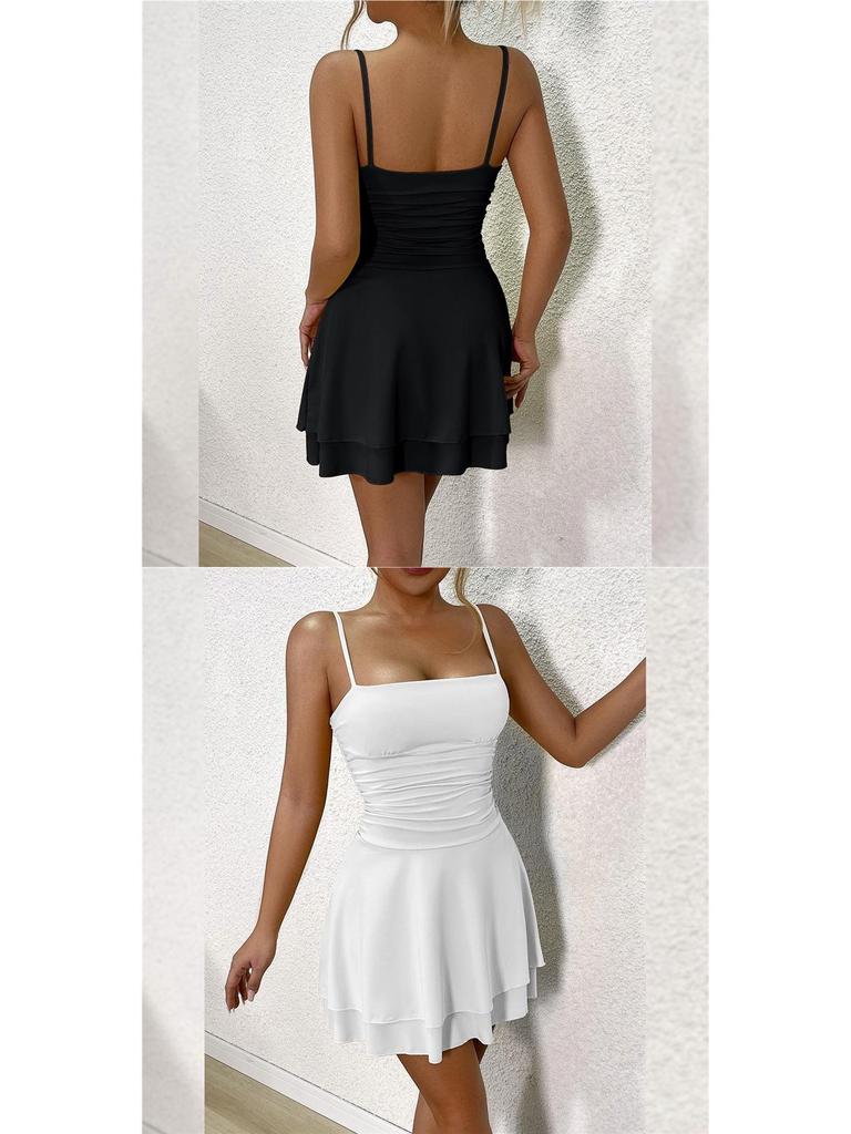 Women's European & American Style Sexy Spaghetti Strap Backless Dress