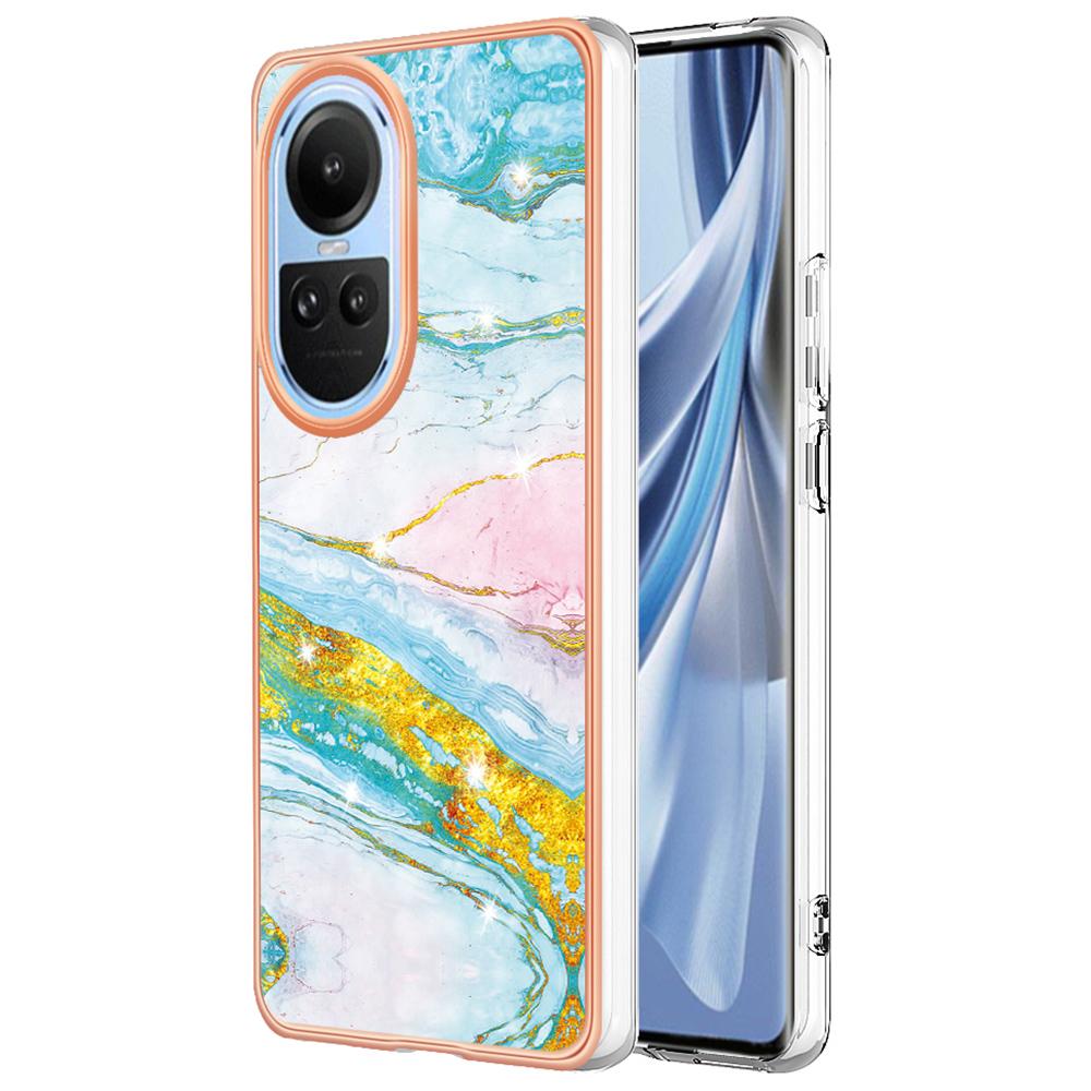 For Oppo Reno10 5G (Global) TPU Case with IMD Marble Pattern Electroplated Back Cover