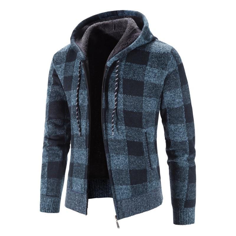 Men's Thick Knit Cardigan: Stand Collar, Plus Velvet, Casual and Loose Fit Sweater for Youth