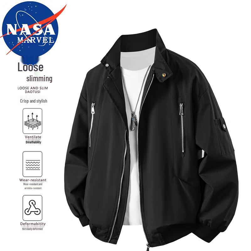 NASA MARVEL Men's Loose Workwear Stand-Collar Jacket