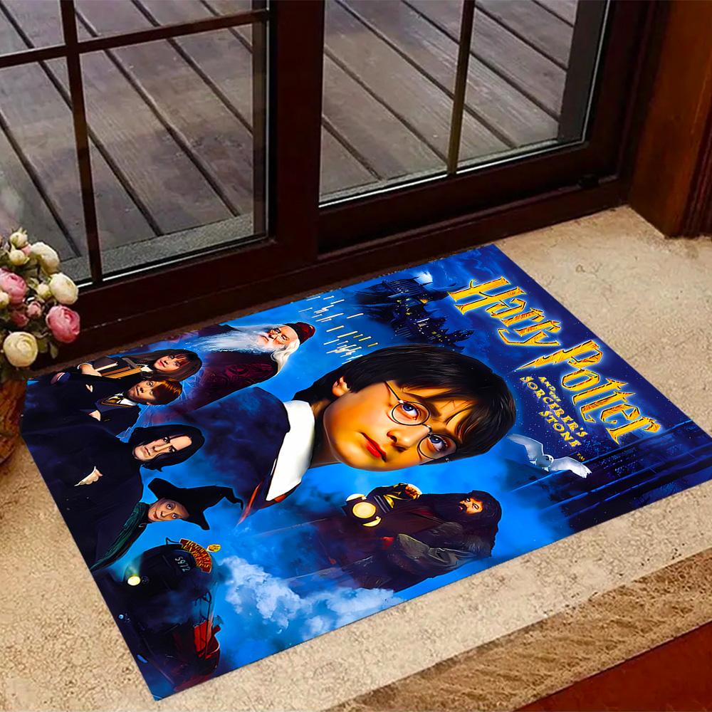 Harry Potter Hogwarts Themed Anti-Slip Rugs - Polyester Home Decor, Suitable for Bedrooms, Living Rooms, Doorways, Studios, and Decorations