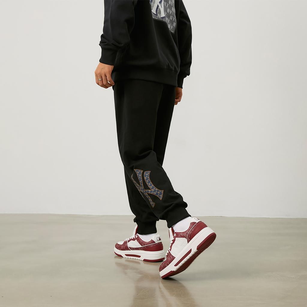 New MLB MONOGRAM Collection New York Yankees 24FW Knitted Sweatpants Unisex Black 3APTM0144-50BKS