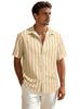 Summer new men's striped short sleeved shirt, men's casual versatile loose short sleeved shirt