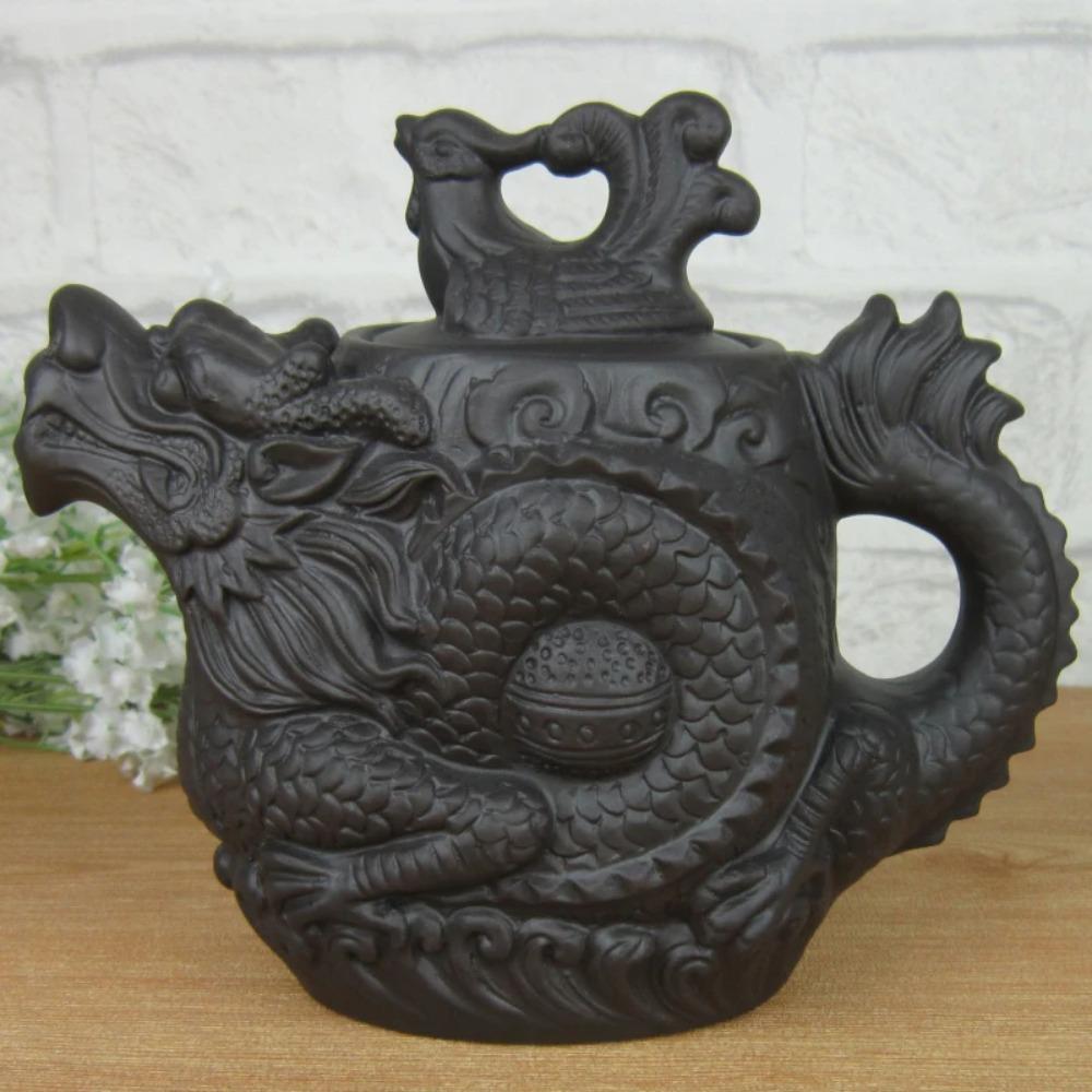 Authentic Yixing Teapot Dragon and Phoenix Tea Pot Big Capacity Purple Clay Tea Set Kettle Kung Fu Teapot
