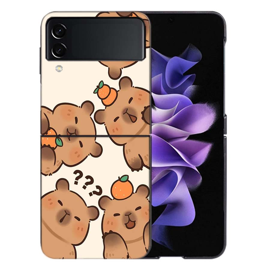 Cute Cartoon Capybara Coque For Samsung Z Flip7 6 Galaxy Case Shockproof Z Flip5 Z Flip3 4 5G Hard Cover Phone TPU PC Hard Fund
