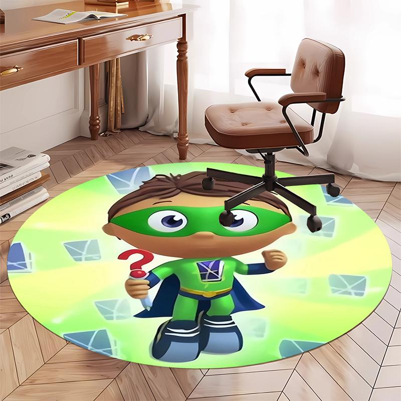 Super Why Printed Round Rug Carpet Chair Rug Area Rug Entryway Doormats,for Office Chair Living Room Bedroom Kitchen Room.