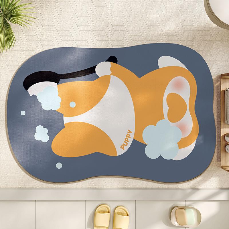 

Коврик для ванной комнаты с изображением мультяшного щенка, мягкий, диатомовый, водопоглощающий, износостойкий, нескользящий, коврик для двери в душевую, ванную, туалет 40 * 60Cm