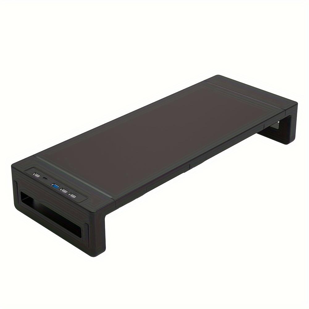 Monitor Stand Riser, with USB3.0 Foldable, Height Adjustable Computer Stand, Desk Shelf Riser with Storage Drawer & Tablet Phone