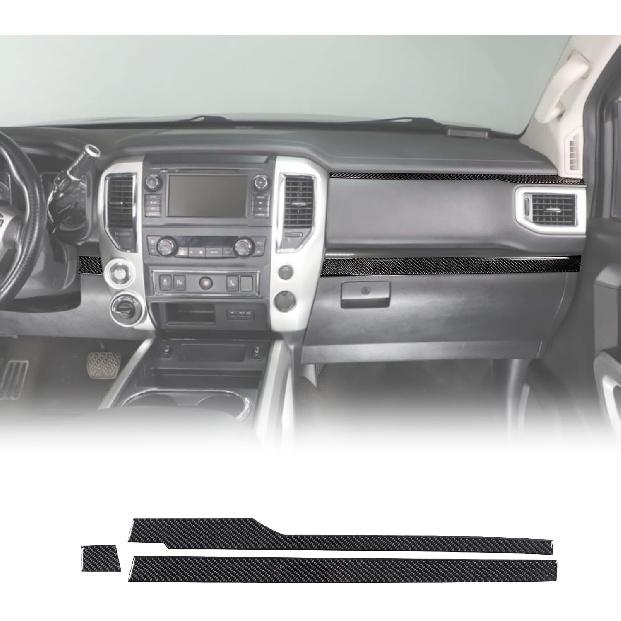 Soft Carbon Fiber Center Console Dashboard Panel Trim Strip Fit for Nissan Titan 2016-2023, Co-Pilot Console Decoration Strips, Interior Center чёрный