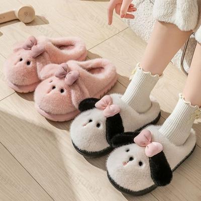 Fashion Autumn Winter Cartoon Cute Slippers 2025 Unisex Home Cotton Shoes Women Men Indoor Fluffy Plush Warm Platform House Slippers