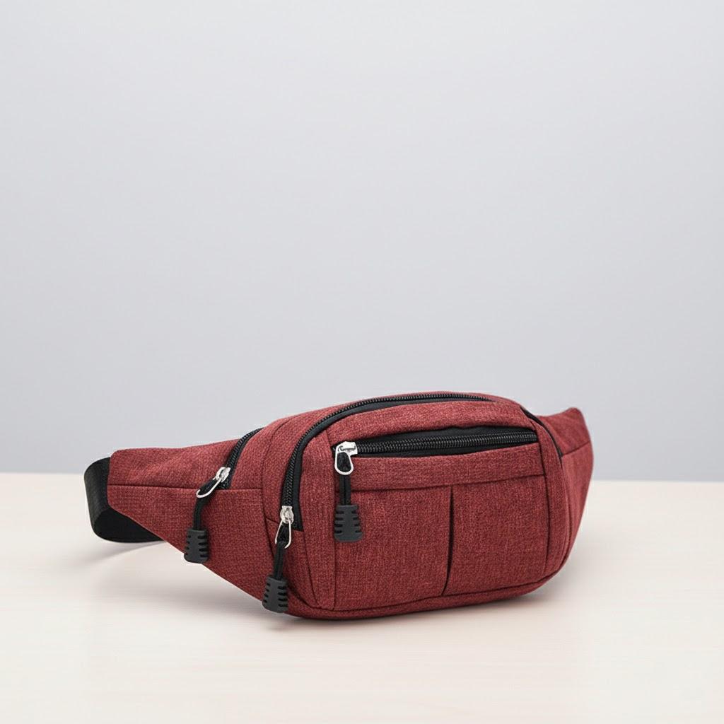 

Waterproof Canvas Sports Bag for Men Small Korean Waist Messenger Bag for Outdoor Activities червоний