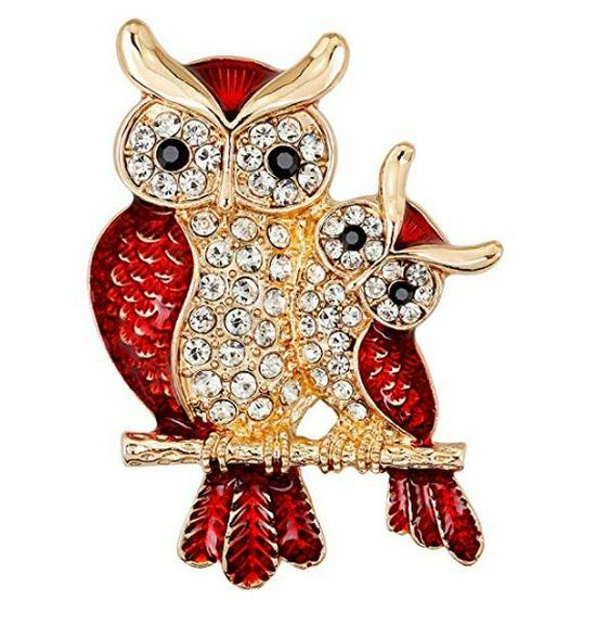 

Брошь в корейском стиле Красная сова с эмалью и стразами - Милая мультяшная булавка с птицей для женщин