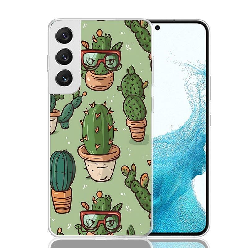 Cartoon Plant Cactus Phone Case For Samsung Galaxy S26 Ultra S23 S24 S25 Edge S20 FE S21 S22 Plus Soft Print Shell Cover Fundas