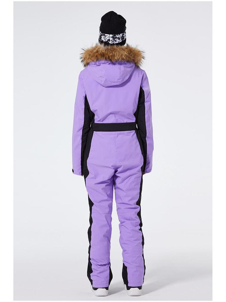 Women's Slim Fit Windproof Waterproof One-Piece Ski Suit - Winter Outdoor Warm Skiiwear