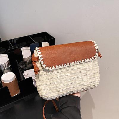 New French Vintage Straw Woven Bag Simple And Fashionable Shoulder Bag Woven Bag Autumn Westernized Casual Crossbody Bag ARI