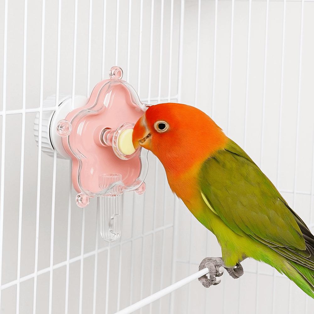 Blumenform Drehbarer Vogelfutterspender Kunststoff Nagefunktion Papagei Verstellbar Vogel Interaktiver Vogelkäfig Nutzung