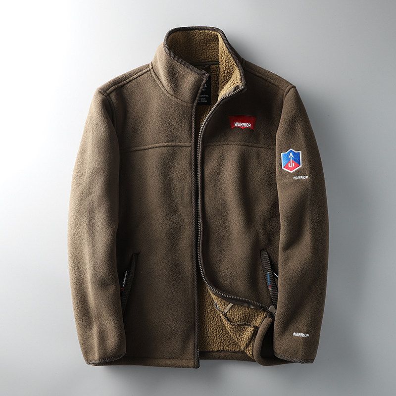 Foreign Trade End Order Cut Label Winter Thickened Export Fleece Sweater Brown XL