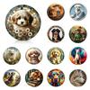 Retro Round Metal Tin Signs 2D Flat Cute Dogs Decor Pattern Nostalgic Iron Painting Novelty For Cafe Bar Man Cave Wall Decor