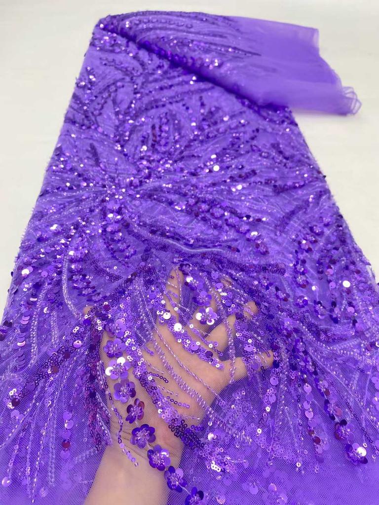 Orange Beaded Fabric Sequin Tulle Lace Embroidered Dubai New 2026 High Quality African Beads Embroidery Lace for Wedding Dress