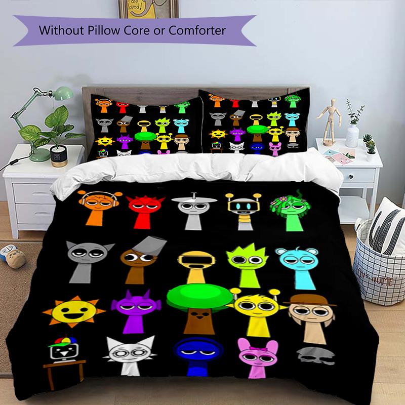 3pcs SPRUNKI3 Design Cover Set - HD Printed Bedding with 1 Cover and 2 Pillowcases - Perfect for Home and Dorm Decor