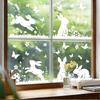 White Jumping Bunny Easter Window Clings Static Cling for Home Party Scene Decoration Removable Reusable