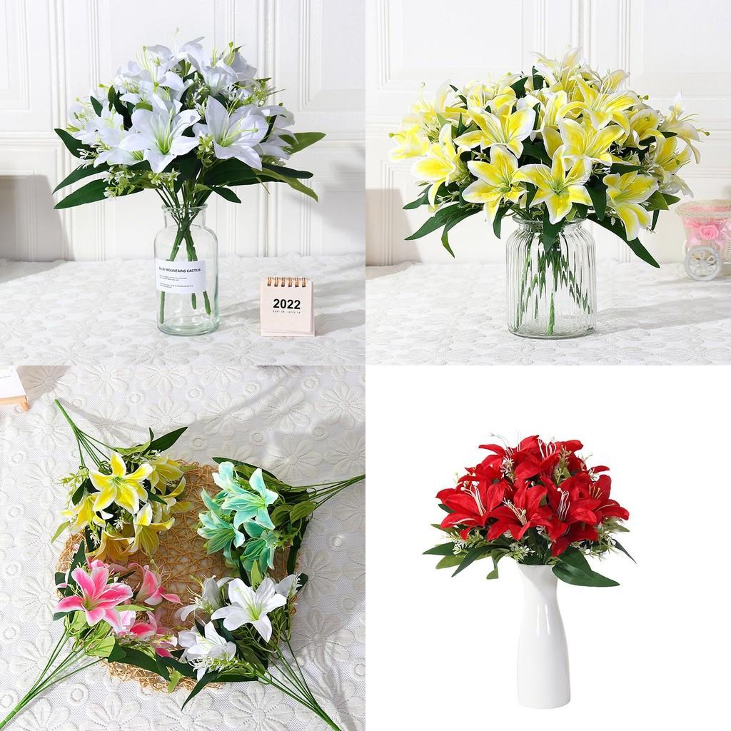 Silk Artificial Lily Flower Bouquet For Home Decor Wedding Party Gift For Loved Ones