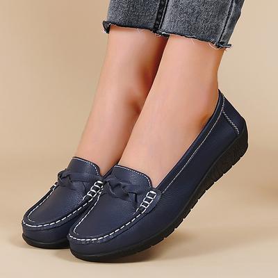 Couro Genuíno Plataforma Sapatilhas Femininas Moda Sapato Feminino Preto Calce Fácil Mocassins Femininos Sapatos Oxford Femininos Tamanho Grande