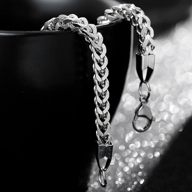 Boys Chain Link Bracelet Metal Wrist ,5MM Stainless Steel Quadrate Chain for Men Women Cuban Bracelets Length 19cm/21cm