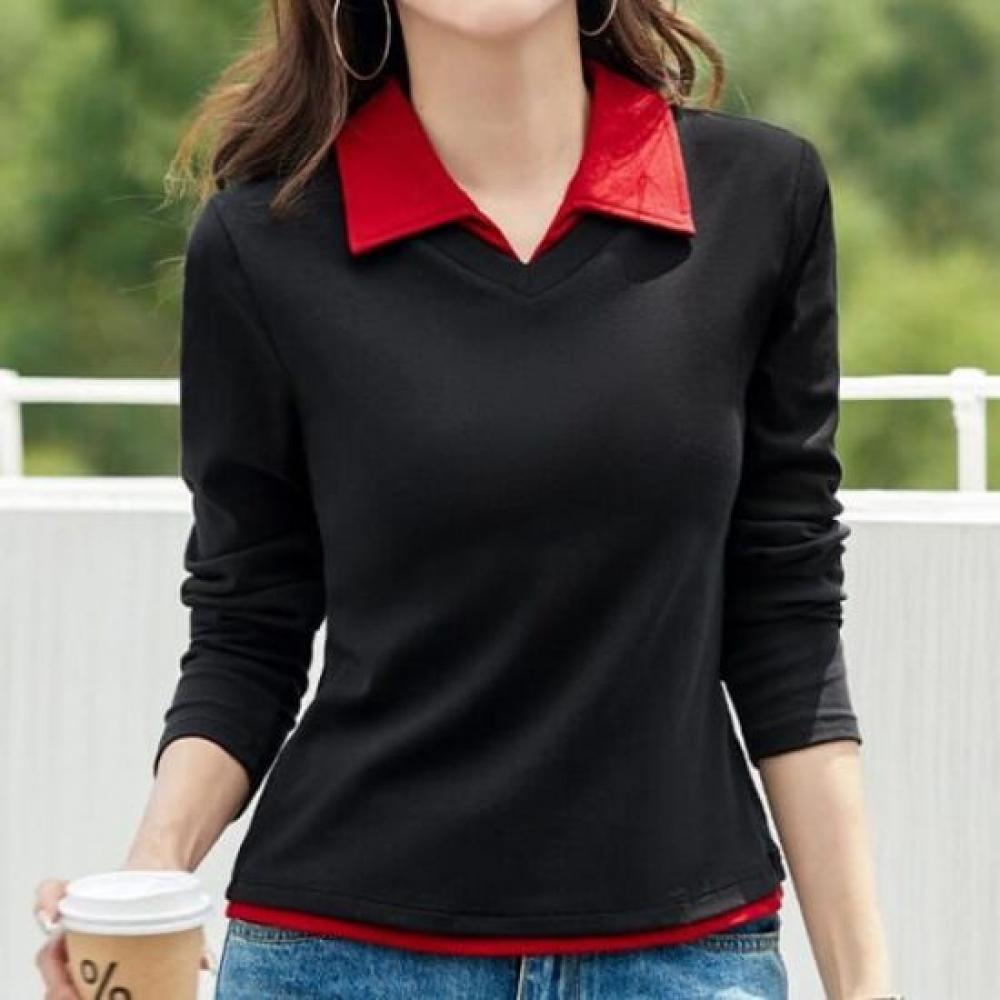 Navava Women Casual Collar Long Sleeve T shirT nT3006