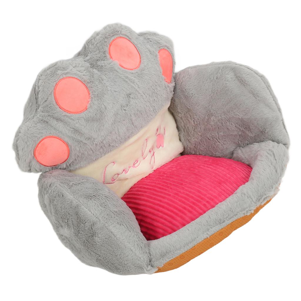 Cute Cat Paw Cushion Half Surrounded Office Chair Pillow Floor Cushion Pad for Bedroom Living Room Cafe Dorm Decor Grey