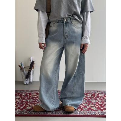 American High Street Jeans Men'S Autumn Trendy Brand Ins Loose Wide Leg Straight Leg Pants Micro Flared Pants