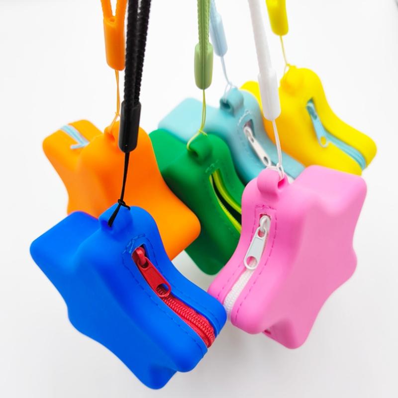 Creative Silicone Coin Purse Portable Zipper Cosmetic Bag Starfish Shape Earphone Bag Women Girls Multifunction Storage Bag