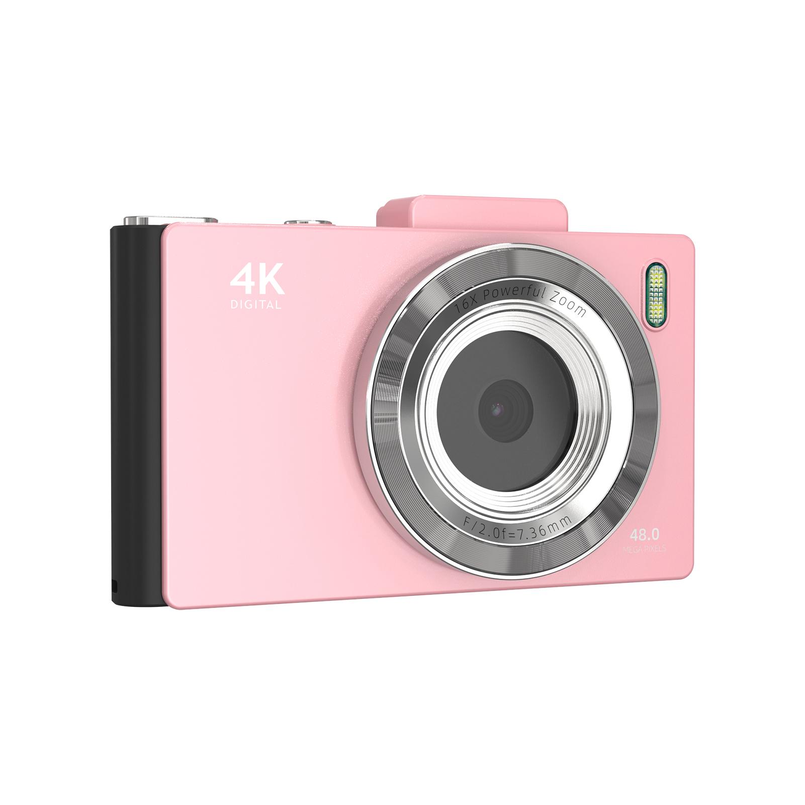 

4K Digital Camera Portable Digital Video Camera CCD Camera 48MP 2.8 Inch IPS Screen Anti shake 16X Zoom Auto Focus with рожевий